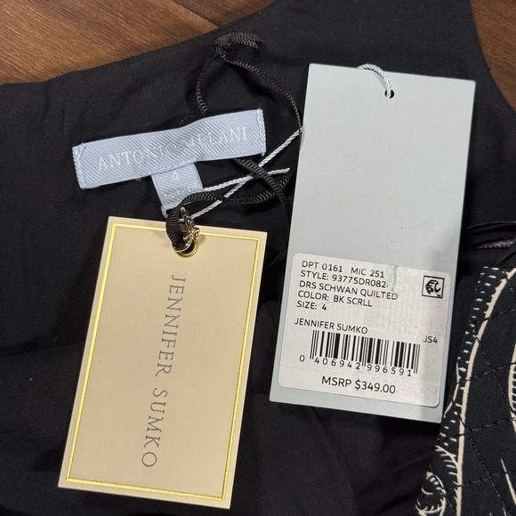Antonio Melani x Jennifer Sumko Size‎ 4 Black Scroll Schwan Quilted Midi Dress - Picture 7 of 12